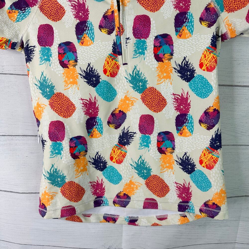 Zoic Girls size Small 7/8 Livia Cycling Shirt Jersey Zip Up Pineapples Pockets - Picture 4 of 7